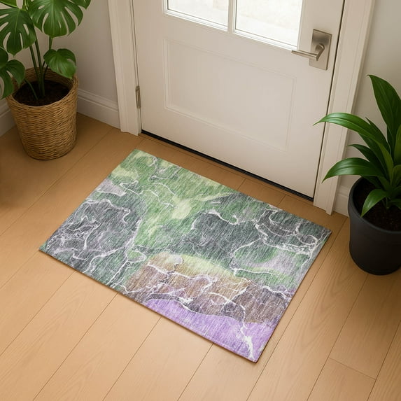 Addison Rugs Mayfield Premium Machine Washable Transitional Contemporary Green Rectangle Rug, 1'8" x 2'6"