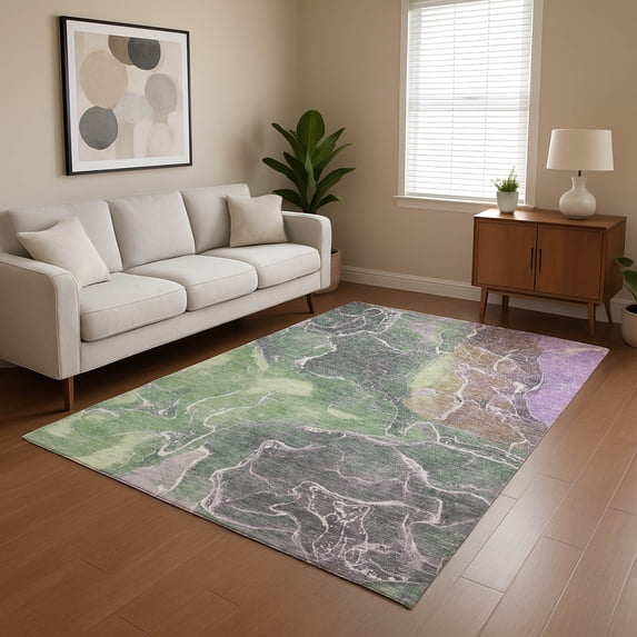 Addison Rugs Mayfield Premium Machine Washable Transitional Contemporary Green Rectangle Rug, 10' x 14'