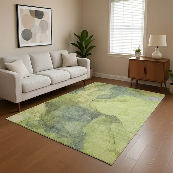 Addison Rugs Mayfield Premium Machine Washable Transitional Contemporary Green Rectangle Rug, 9' x 12'