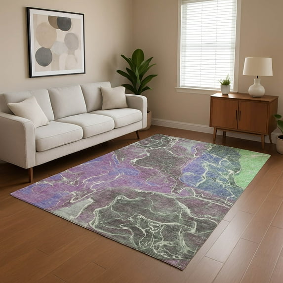 Addison Rugs Mayfield Premium Machine Washable Transitional Contemporary Purple Rectangle Rug, 9' x 12'