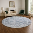 thumbnail image 1 of Addison Rugs Mayfield Premium Machine Washable Transitional Damask Blue Round Rug, 8' x 8', 1 of 6