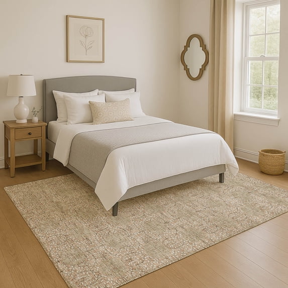 Addison Rugs Mayfield Premium Machine Washable Transitional Damask Copper Rectangle Rug, 8' x 10'