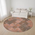 thumbnail image 1 of Addison Rugs Mayfield Premium Machine Washable Transitional Damask Copper Round Rug, 8' x 8', 1 of 6