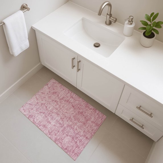 Addison Rugs Mayfield Premium Machine Washable Transitional Damask Pink Rectangle Rug, 1'8" x 2'6"