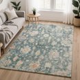 thumbnail image 1 of Addison Rugs Mayfield Premium Machine Washable Transitional Damask Teal Rectangle Rug, 10' x 14', 1 of 6