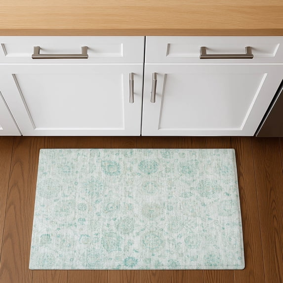 Addison Rugs Mayfield Premium Machine Washable Transitional Damask Turquoise Rectangle Rug, 1'8" x 2'6"