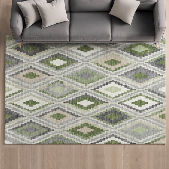 Addison Rugs Mayfield Premium Machine Washable Transitional Diamond Fern Rectangle Rug, 10' x 14'