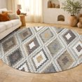 thumbnail image 1 of Addison Rugs Mayfield Premium Machine Washable Transitional Diamond Taupe Round Rug, 8' x 8', 1 of 5