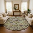 thumbnail image 1 of Addison Rugs Mayfield Premium Machine Washable Transitional Diamonds Brown Round Rug, 8' X 8' Machine Washable Transitional Diamonds Brown Oversized Sherpa Throw Blanket, 1 of 6