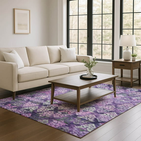 Addison Rugs Mayfield Premium Machine Washable Transitional Diamonds Eggplant Rectangle Rug, 8' X 10' Machine Washable Transitional Diamonds Eggplant Oversized Sherpa Throw Blanket