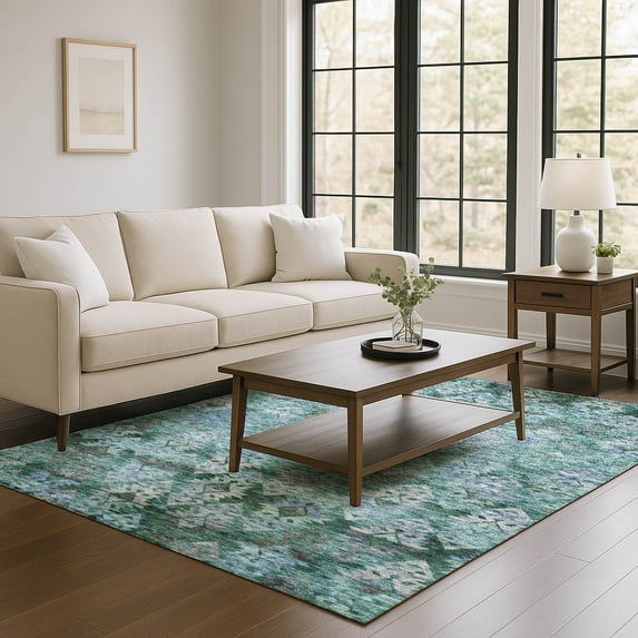 Addison Rugs Mayfield Premium Machine Washable Transitional Diamonds Emerald Rectangle Rug, 3' X 5' Machine Washable Transitional Diamonds Emerald Oversized Sherpa Throw Blanket