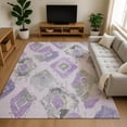thumbnail image 1 of Addison Rugs Mayfield Premium Machine Washable Transitional Diamonds Lavender Rectangle Rug, 10' X 14' Machine Washable Transitional Diamonds Lavender Oversized Sherpa Throw Blanket, 1 of 7