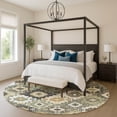 thumbnail image 1 of Addison Rugs Mayfield Premium Machine Washable Transitional Ethnic Fern Round Rug, 8' X 8' Machine Washable Transitional Ethnic Fern Oversized Sherpa Throw Blanket, 1 of 6