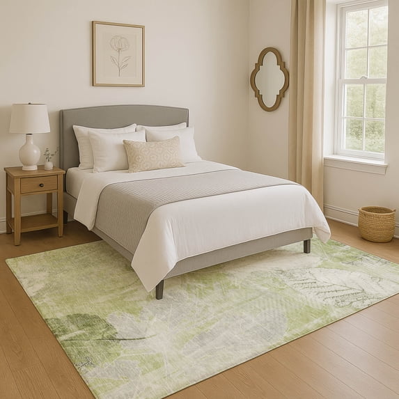 Addison Rugs Mayfield Premium Machine Washable Transitional Floral Aloe Rectangle Rug, 10' x 14'