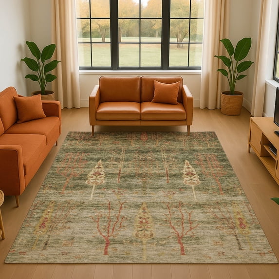 Addison Rugs Mayfield Premium Machine Washable Transitional Floral Aloe Rectangle Rug, 8' x 10'