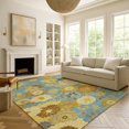 thumbnail image 1 of Addison Rugs Mayfield Premium Machine Washable Transitional Floral Aqua Rectangle Rug, 8' x 10', 1 of 6