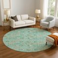 thumbnail image 1 of Addison Rugs Mayfield Premium Machine Washable Transitional Floral Aqua Round Rug, 8' x 8', 1 of 6