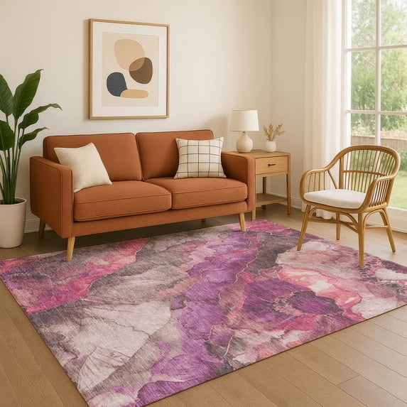 Addison Rugs Mayfield Premium Machine Washable Transitional Floral Blush Rectangle Rug, 10' x 14'