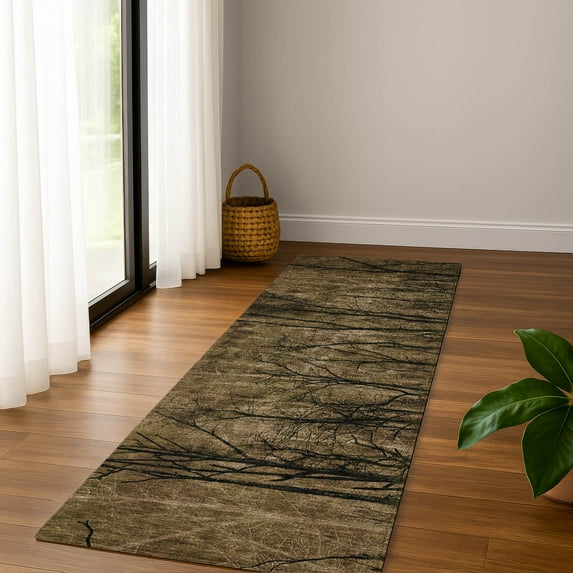 Addison Rugs Mayfield Premium Machine Washable Transitional Floral Brown Runner Rug, 2'3" x 7'6"