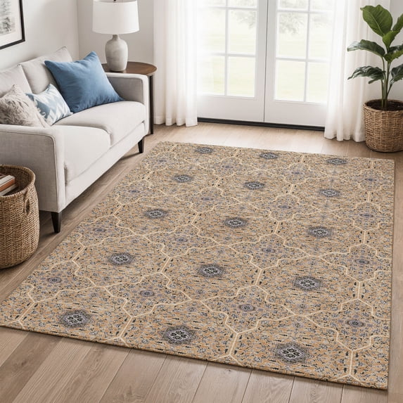 Addison Rugs Mayfield Premium Machine Washable Transitional Floral Copper Rectangle Rug, 3' x 5'