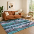 thumbnail image 1 of Addison Rugs Mayfield Premium Machine Washable Transitional Floral Denim Rectangle Rug, 9' x 12', 1 of 7