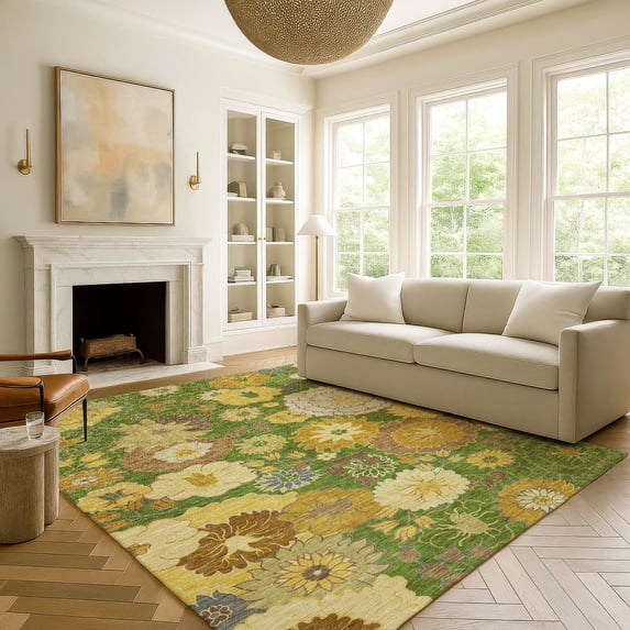 Addison Rugs Mayfield Premium Machine Washable Transitional Floral Fern Rectangle Rug, 10' x 14'