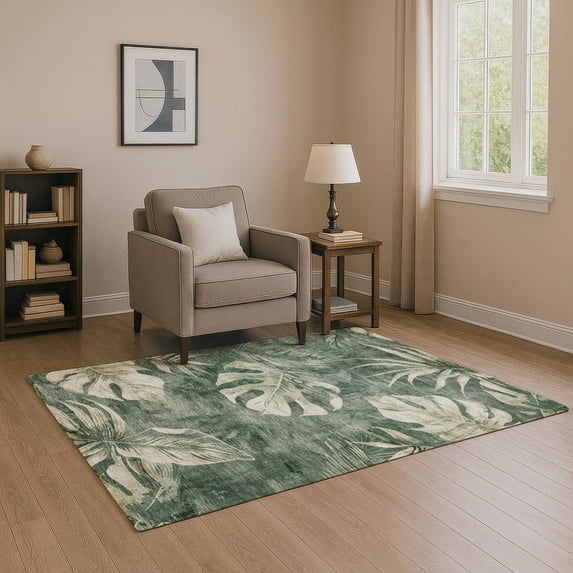 Addison Rugs Mayfield Premium Machine Washable Transitional Floral Fern Rectangle Rug, 8' x 10'