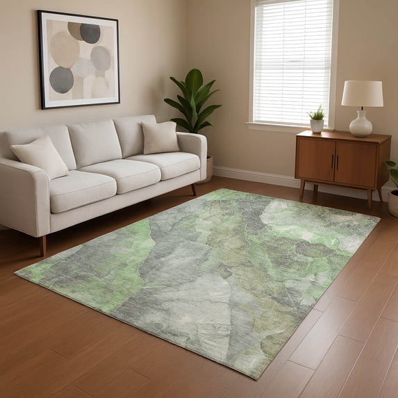 Addison Rugs Mayfield Premium Machine Washable Transitional Floral Green Rectangle Rug, 10' x 14'