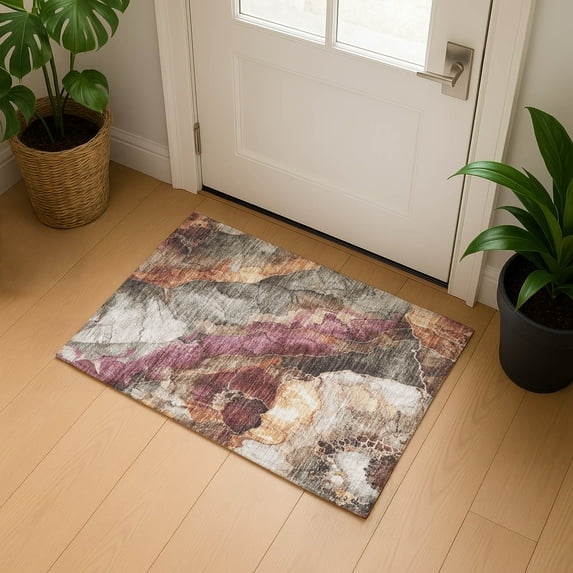 Addison Rugs Mayfield Premium Machine Washable Transitional Floral Khaki Rectangle Rug, 1'8" x 2'6"