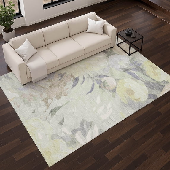 Addison Rugs Mayfield Premium Machine Washable Transitional Floral Mint Rectangle Rug, 9' x 12'