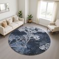 thumbnail image 1 of Addison Rugs Mayfield Premium Machine Washable Transitional Floral Navy Round Rug, 8' x 8', 1 of 5