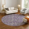 thumbnail image 1 of Addison Rugs Mayfield Premium Machine Washable Transitional Floral Purple Round Rug, 8' x 8', 1 of 6