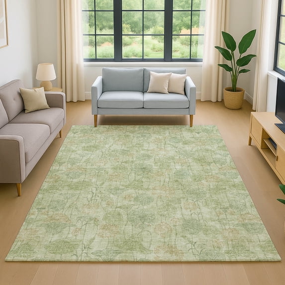 Addison Rugs Mayfield Premium Machine Washable Transitional Floral Sage Rectangle Rug, 10' x 14'
