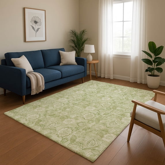 Addison Rugs Mayfield Premium Machine Washable Transitional Floral Sage Rectangle Rug, 10' x 14'