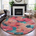 thumbnail image 1 of Addison Rugs Mayfield Premium Machine Washable Transitional Floral Salmon Round Rug, 8' x 8', 1 of 5