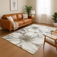 thumbnail image 1 of Addison Rugs Mayfield Premium Machine Washable Transitional Floral Silver Rectangle Rug, 10' X 14' Machine Washable Transitional Floral Silver Oversized Sherpa Throw Blanket, 1 of 6