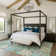 thumbnail image 1 of Addison Rugs Mayfield Premium Machine Washable Transitional Floral Teal Rectangle Rug, 10' X 14' Machine Washable Transitional Floral Teal Oversized Sherpa Throw Blanket, 1 of 7