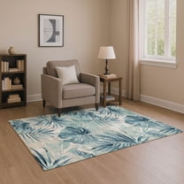 Addison Rugs Mayfield Premium Machine Washable Transitional Floral Teal Rectangle Rug, 10' x 14'