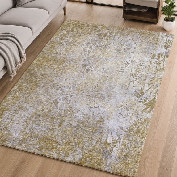 Addison Rugs Mayfield Premium Machine Washable Transitional Floral Wheat Rectangle Rug, 10' x 14'
