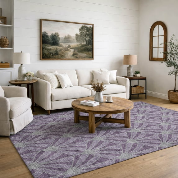 Addison Rugs Mayfield Premium Machine Washable Transitional Fruits Purple Rectangle Rug, 10' x 14'