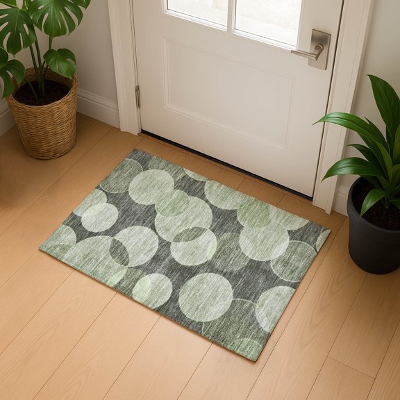 Addison Rugs Mayfield Premium Machine Washable Transitional Geometric Aloe Rectangle Rug, 1'8" x 2'6"