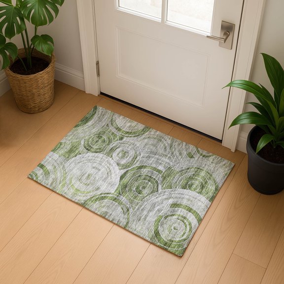 Addison Rugs Mayfield Premium Machine Washable Transitional Geometric Aloe Rectangle Rug, 1'8" x 2'6"