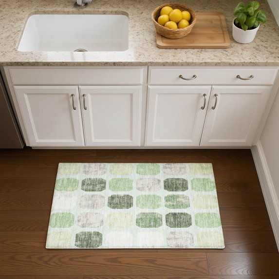 Addison Rugs Mayfield Premium Machine Washable Transitional Geometric Aloe Rectangle Rug, 1'8" x 2'6"