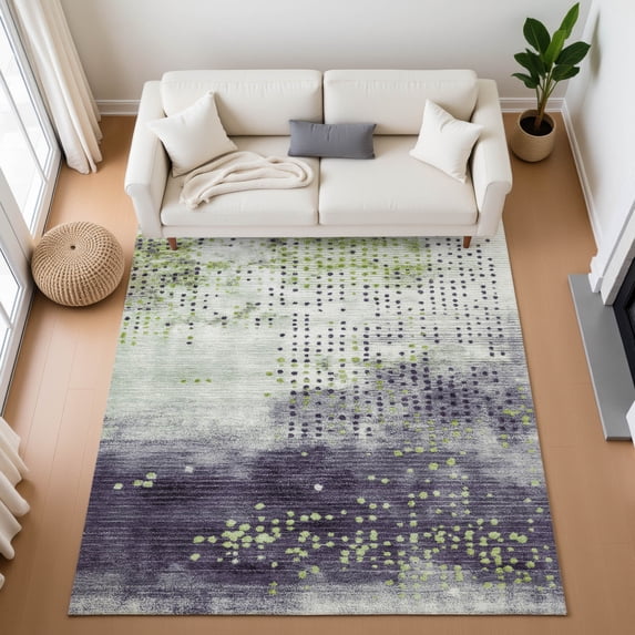 Addison Rugs Mayfield Premium Machine Washable Transitional Geometric Aloe Rectangle Rug, 2'6" x 3'10"
