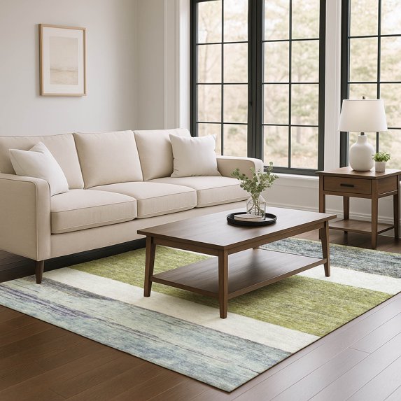 Addison Rugs Mayfield Premium Machine Washable Transitional Geometric Aloe Rectangle Rug, 3' x 5'