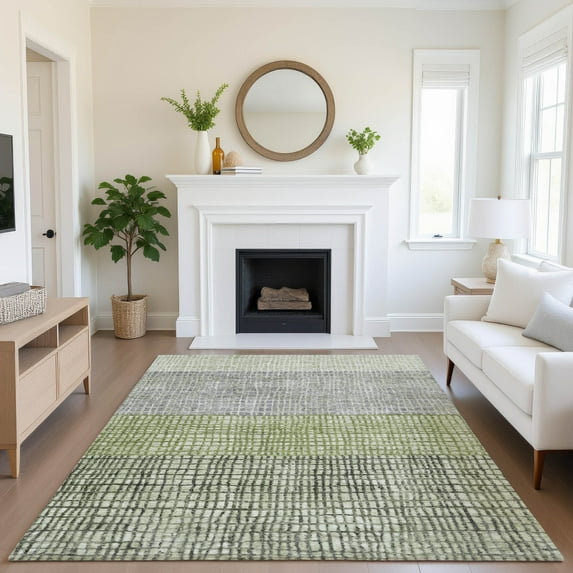 Addison Rugs Mayfield Premium Machine Washable Transitional Geometric Aloe Rectangle Rug, 3' x 5'