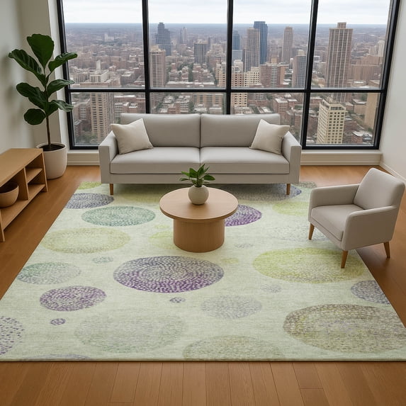 Addison Rugs Mayfield Premium Machine Washable Transitional Geometric Aloe Rectangle Rug, 5' x 7'6"