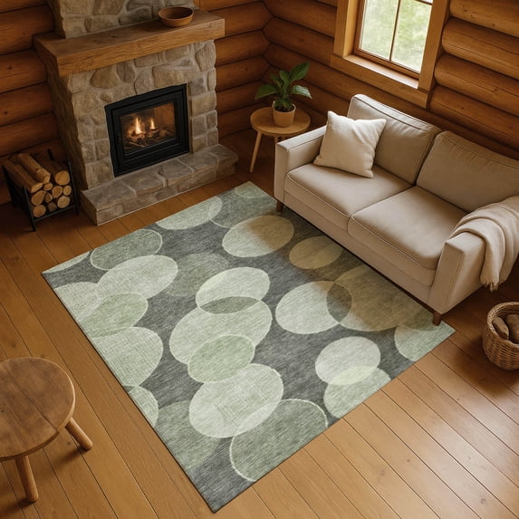 Addison Rugs Mayfield Premium Machine Washable Transitional Geometric Aloe Rectangle Rug, 5' x 7'6"