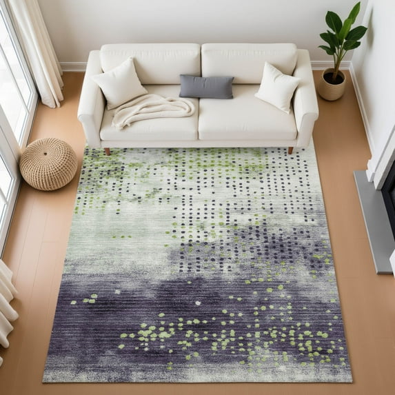 Addison Rugs Mayfield Premium Machine Washable Transitional Geometric Aloe Rectangle Rug, 5' x 7'6"