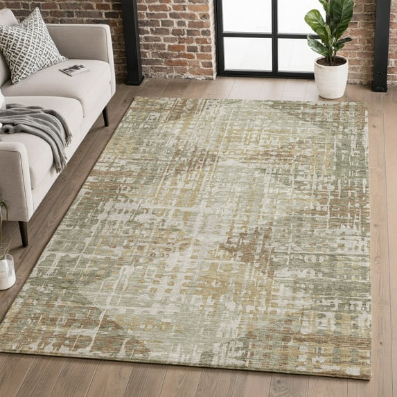 Addison Rugs Mayfield Premium Machine Washable Transitional Geometric Aloe Rectangle Rug, 9' x 12'